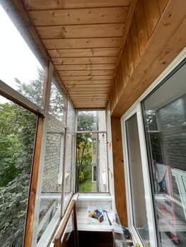 Отделка и остекление П-образного балкона без утепления, в кирпичном доме